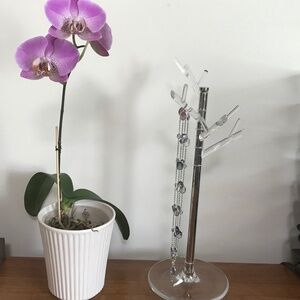 Swarovski long necklace & Umbra jewelry stand